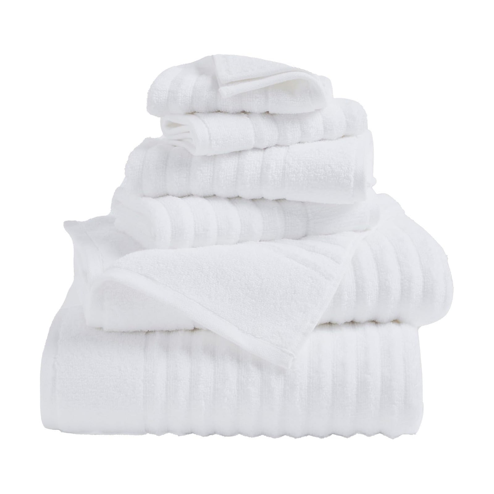 Great Bay Home Bath Towel Set - 100% Cotton 6 Piece Towel Set - Absorbent & Quick-Dry Towels for Bathroom (White)