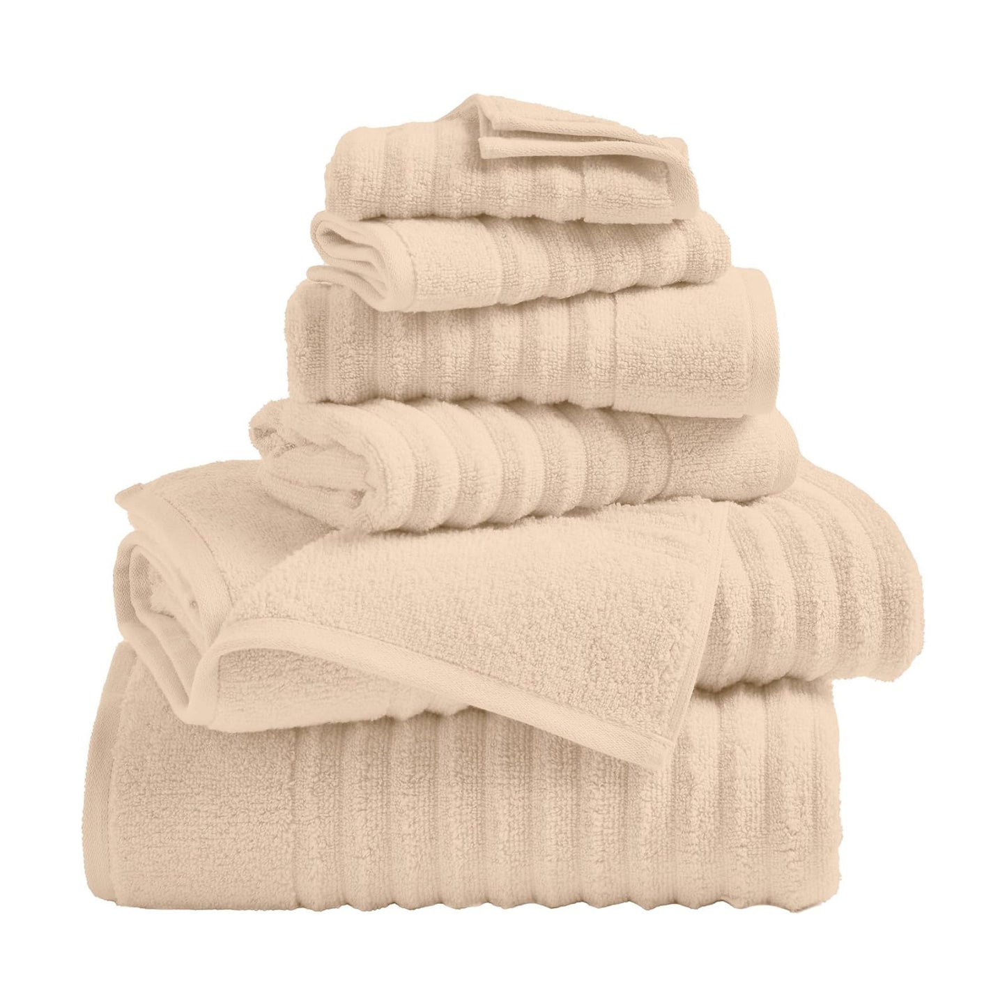 Great Bay Home Bath Towel Set - 100% Cotton 6 Piece Towel Set - Absorbent & Quick-Dry Towels for Bathroom (Dune)
