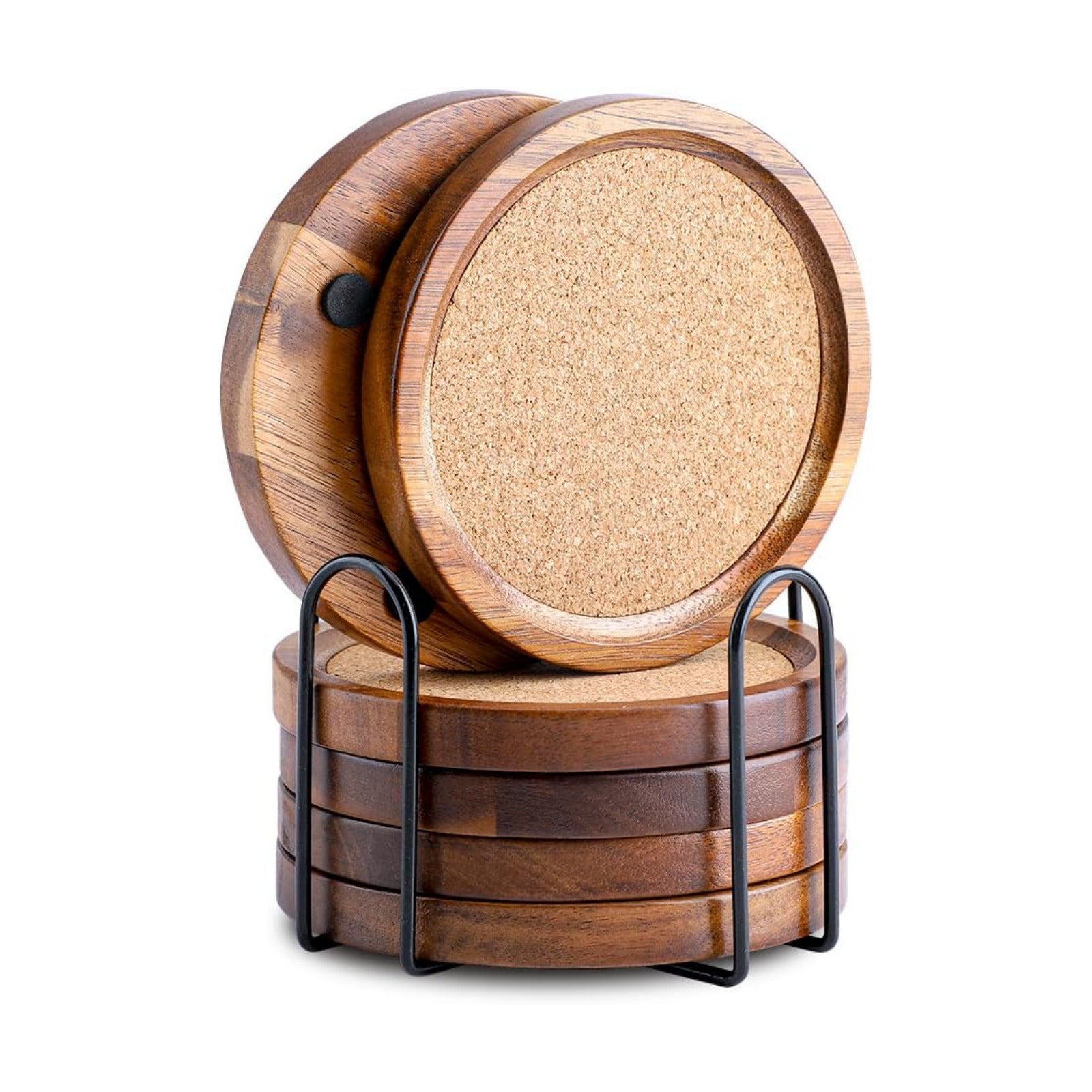 Holder / Wood Cork Coasters for Drinks Absorbent / 4.33 Inches