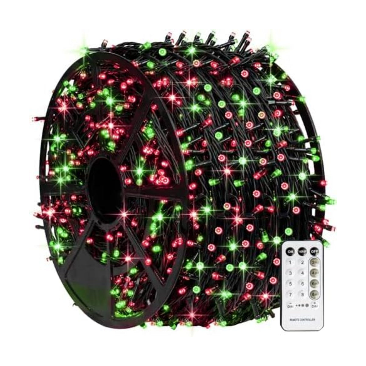 TW SHINE Red and Green Christmas Lights, 1000 LED 328FT Christmas Tree Lights Plug in with 8 Modes, Remote Waterproof Xmas String Lights Outdoor Indoor Decorations for House Yard Decor, ‎HB-500CO