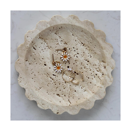 Travertine Scalloped Tray 6.3 / Beige Travertine