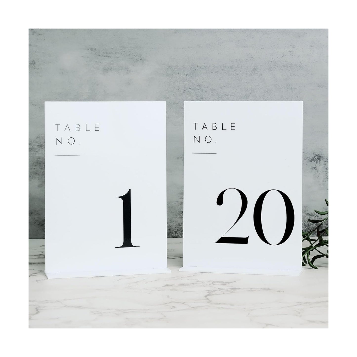 White Wedding Table Numbers 1-20 with Stands, 5"x7" White Acrylic Table Numbers, Perfect for Wedding Reception, Party