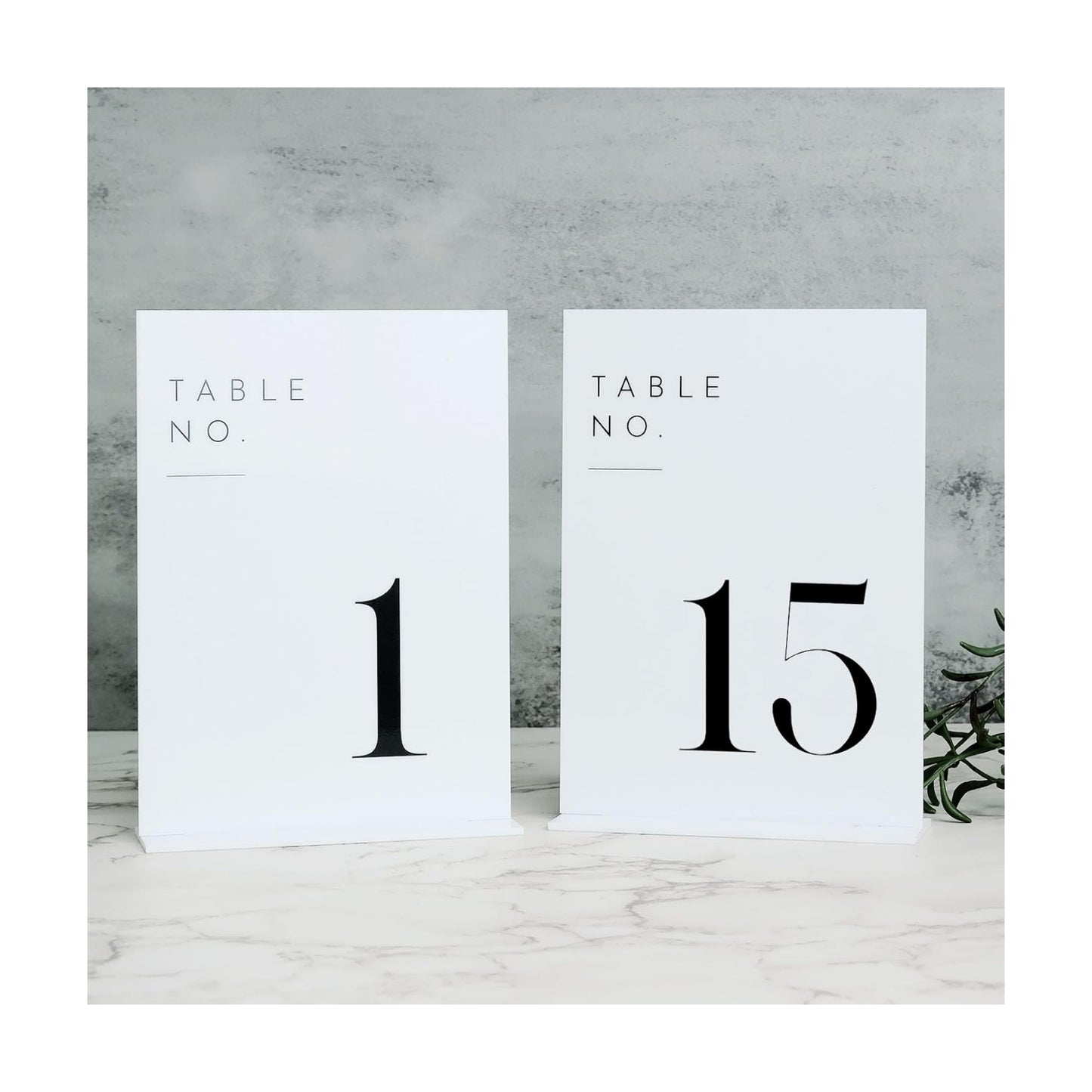 White Wedding Table Numbers 1-15 with Stands, 5"x7" White Acrylic Table Numbers, Perfect for Wedding Reception, Party