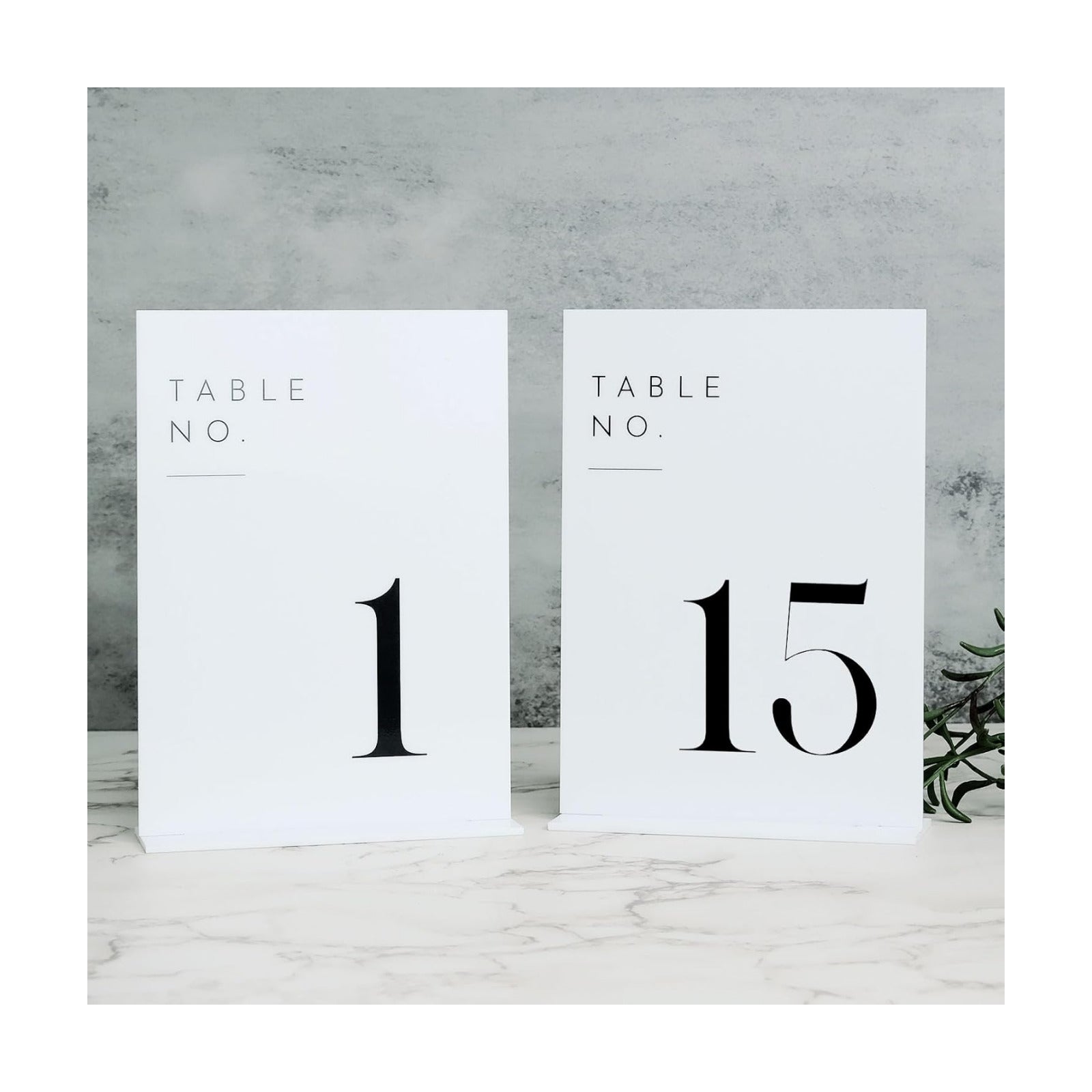 White Wedding Table Numbers 1-15 with Stands, 5"x7" White Acrylic Table Numbers, Perfect for Wedding Reception, Party