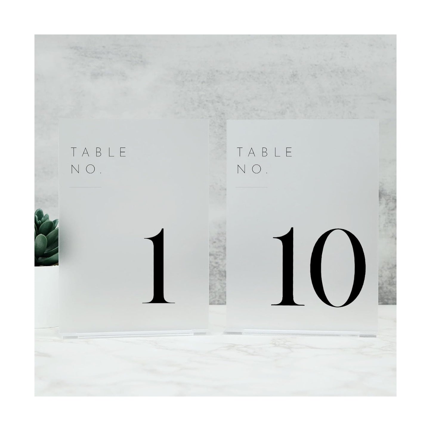 Frosted Wedding Table Numbers 1-10 with Stands | 5"x7" Frosted Acrylic Table Numbers, Perfect for Wedding Reception
