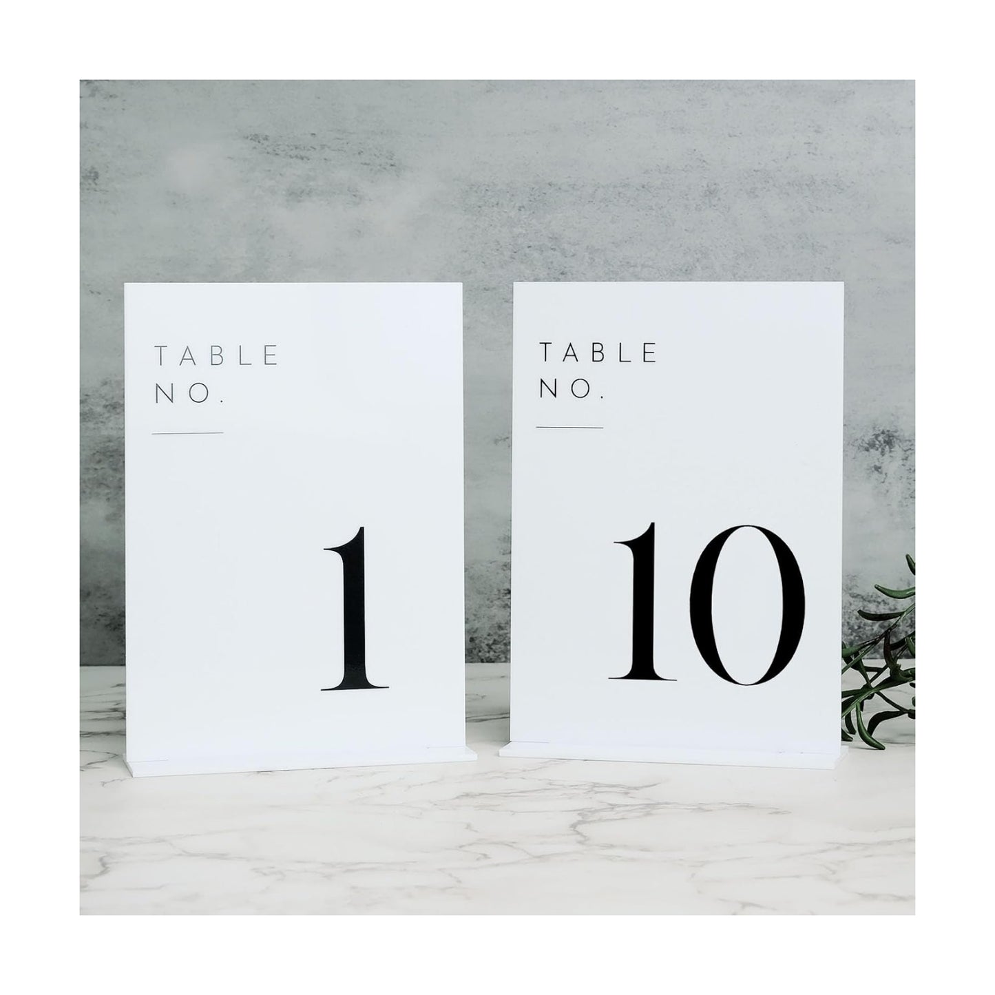 White Wedding Table Numbers 1-10 with Stands, 5"x7" White Acrylic Table Numbers, Perfect for Wedding Reception, Party