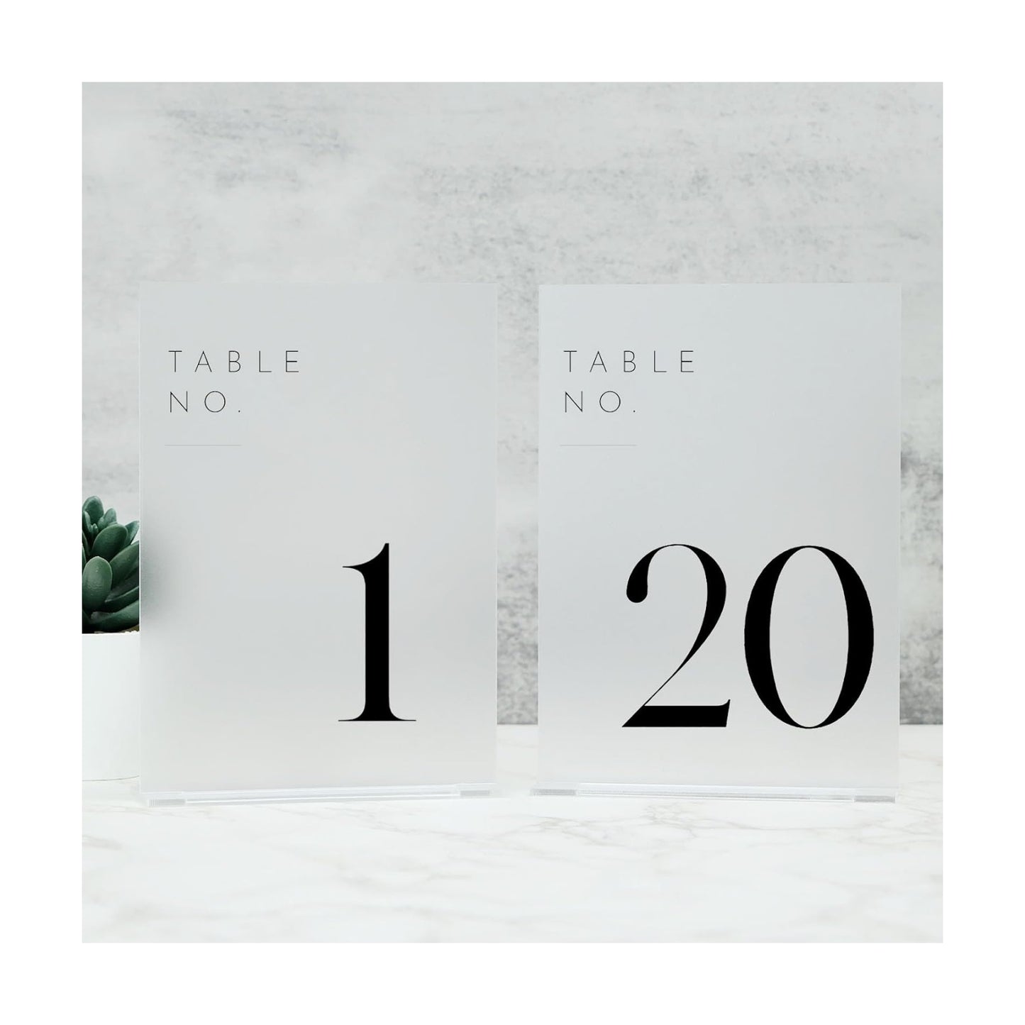 Frosted Wedding Table Numbers 1-20 with Stands | 5"x7" Frosted Acrylic Table Numbers, Perfect for Wedding Reception