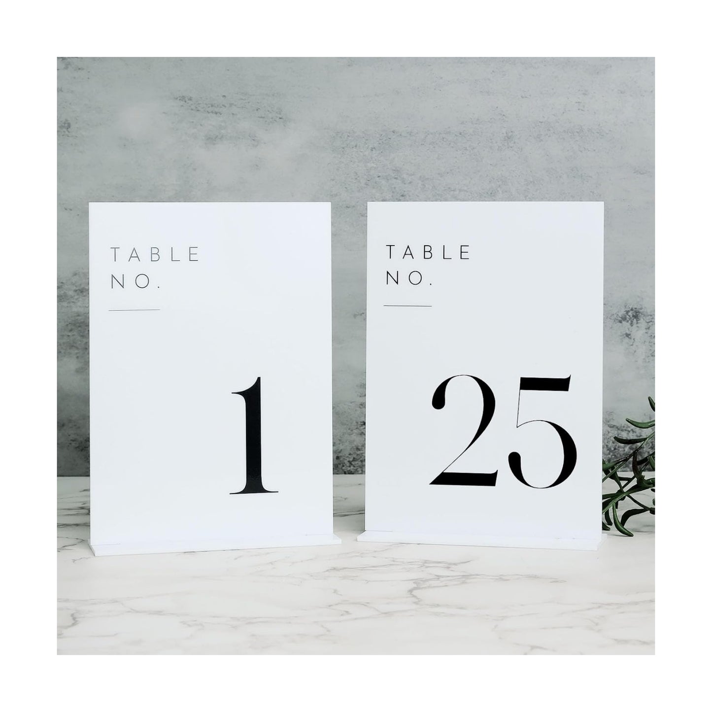 White Wedding Table Numbers 1-25 with Stands, 5"x7" White Acrylic Table Numbers, Perfect for Wedding Reception, Party