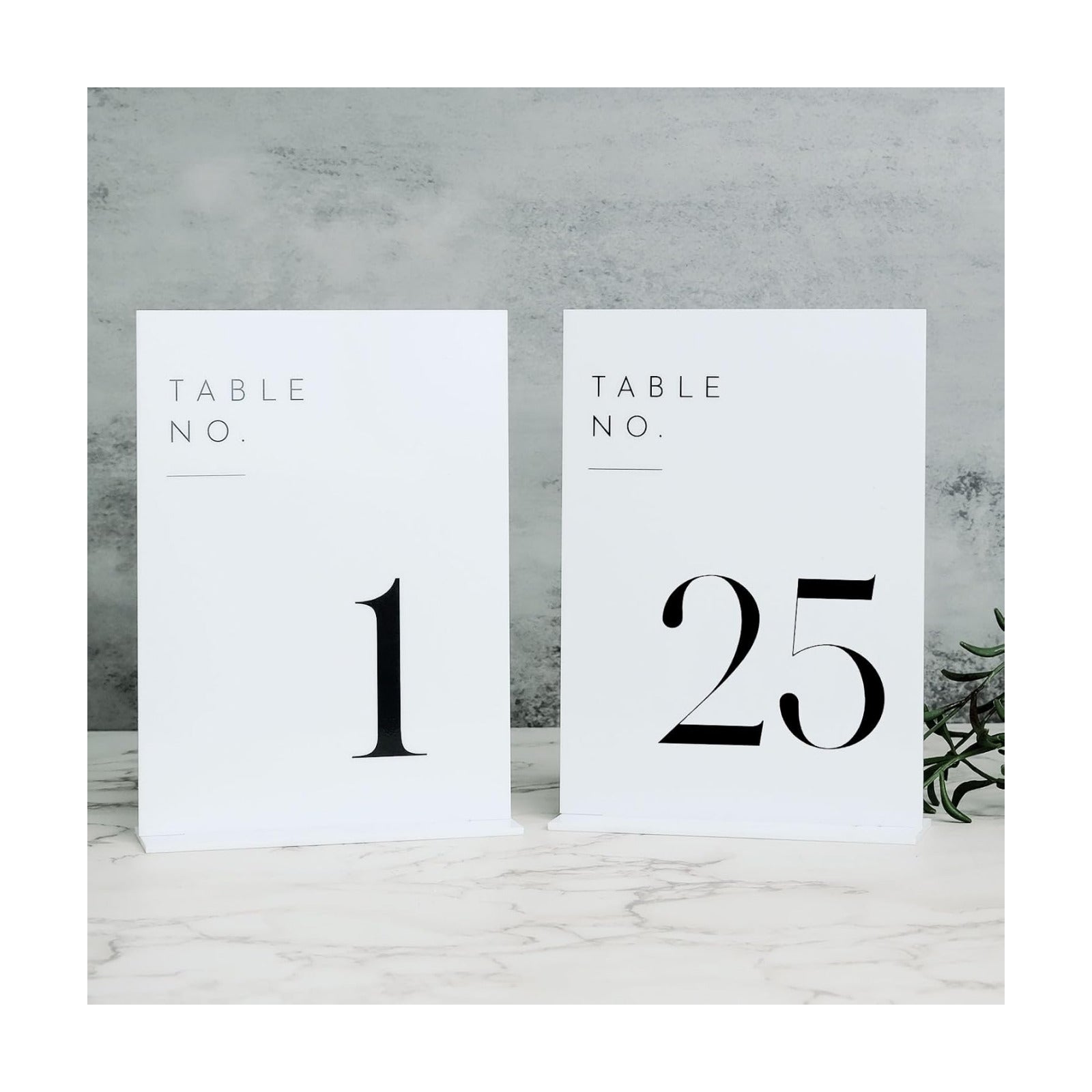 White Wedding Table Numbers 1-25 with Stands, 5"x7" White Acrylic Table Numbers, Perfect for Wedding Reception, Party