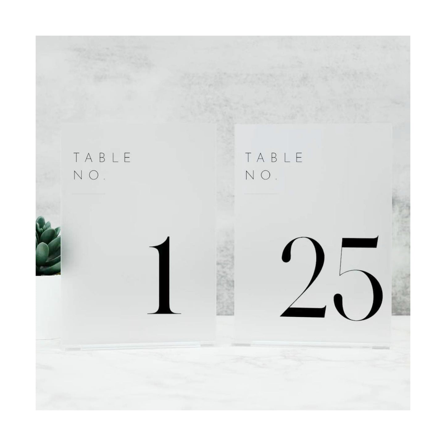 Frosted Wedding Table Numbers 1-25 with Stands | 5"x7" Frosted Acrylic Table Numbers, Perfect for Wedding Reception
