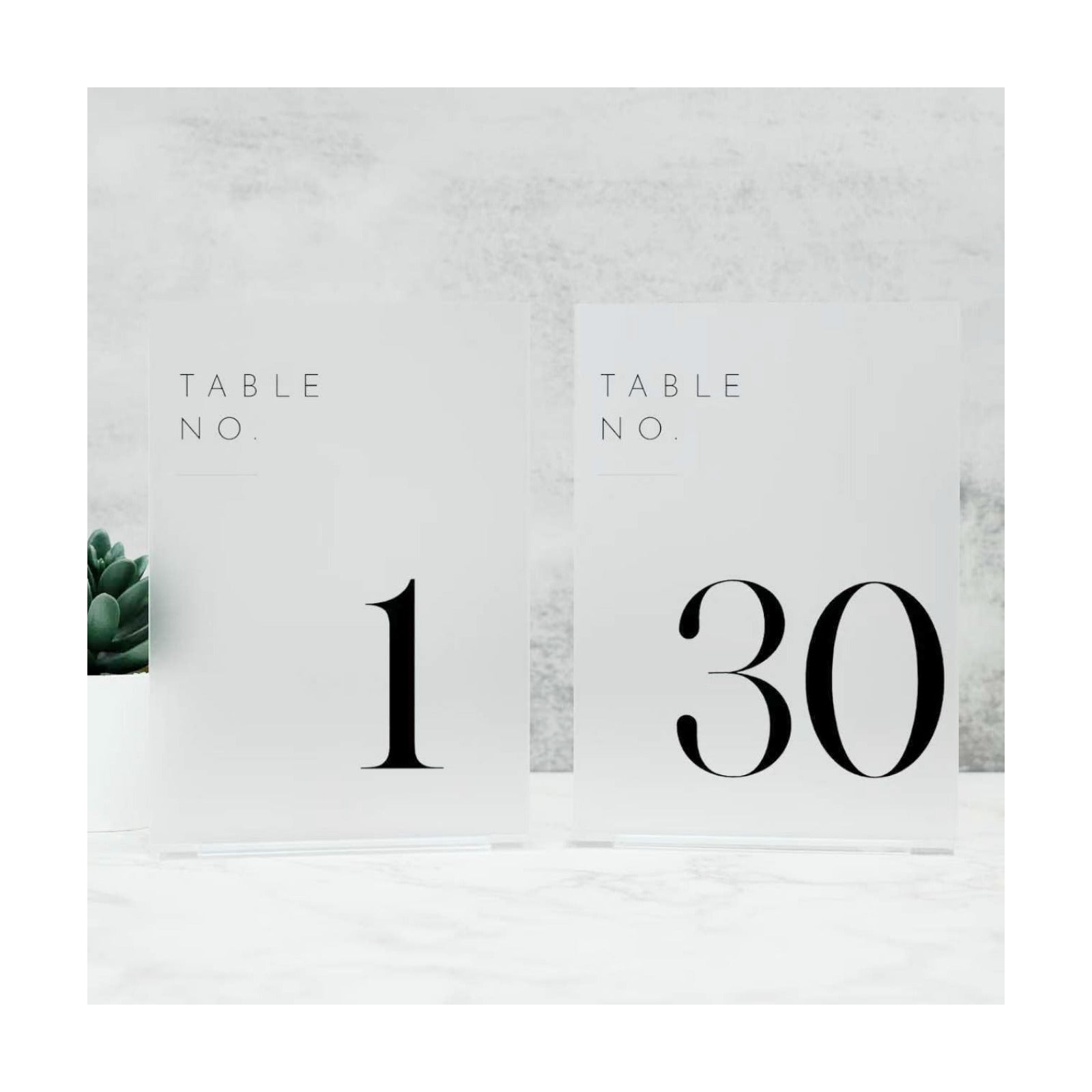Frosted Wedding Table Numbers 1-30 with Stands | 5"x7" Frosted Acrylic Table Numbers, Perfect for Wedding Reception