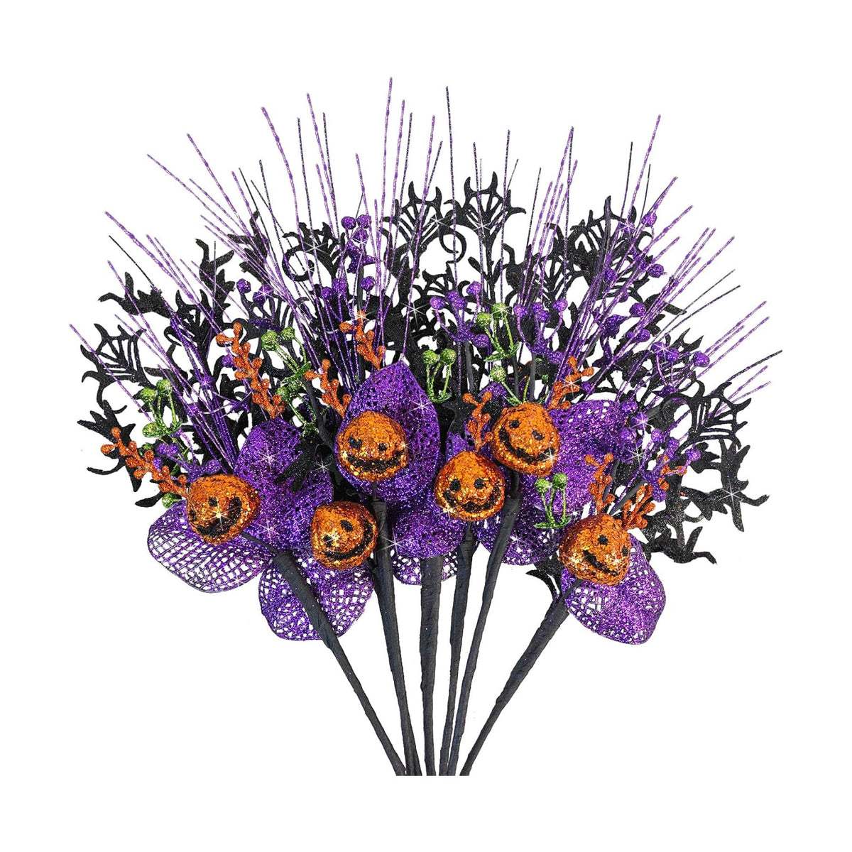 Krissing 6pcs Halloween Picks Branches with Pumpkins