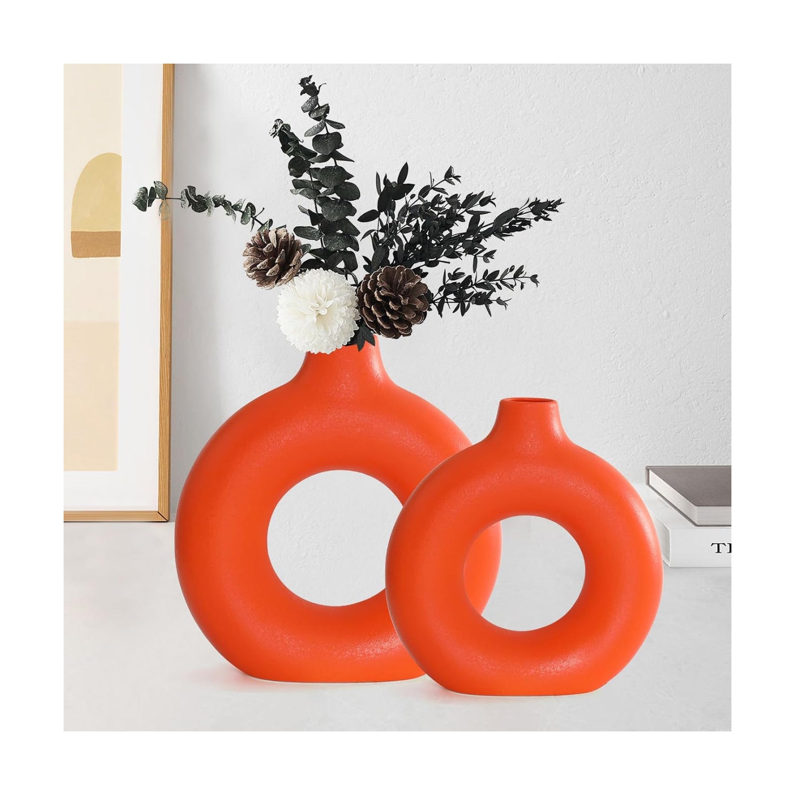 Ceramic Vase / Orange / Donut / Set of 2