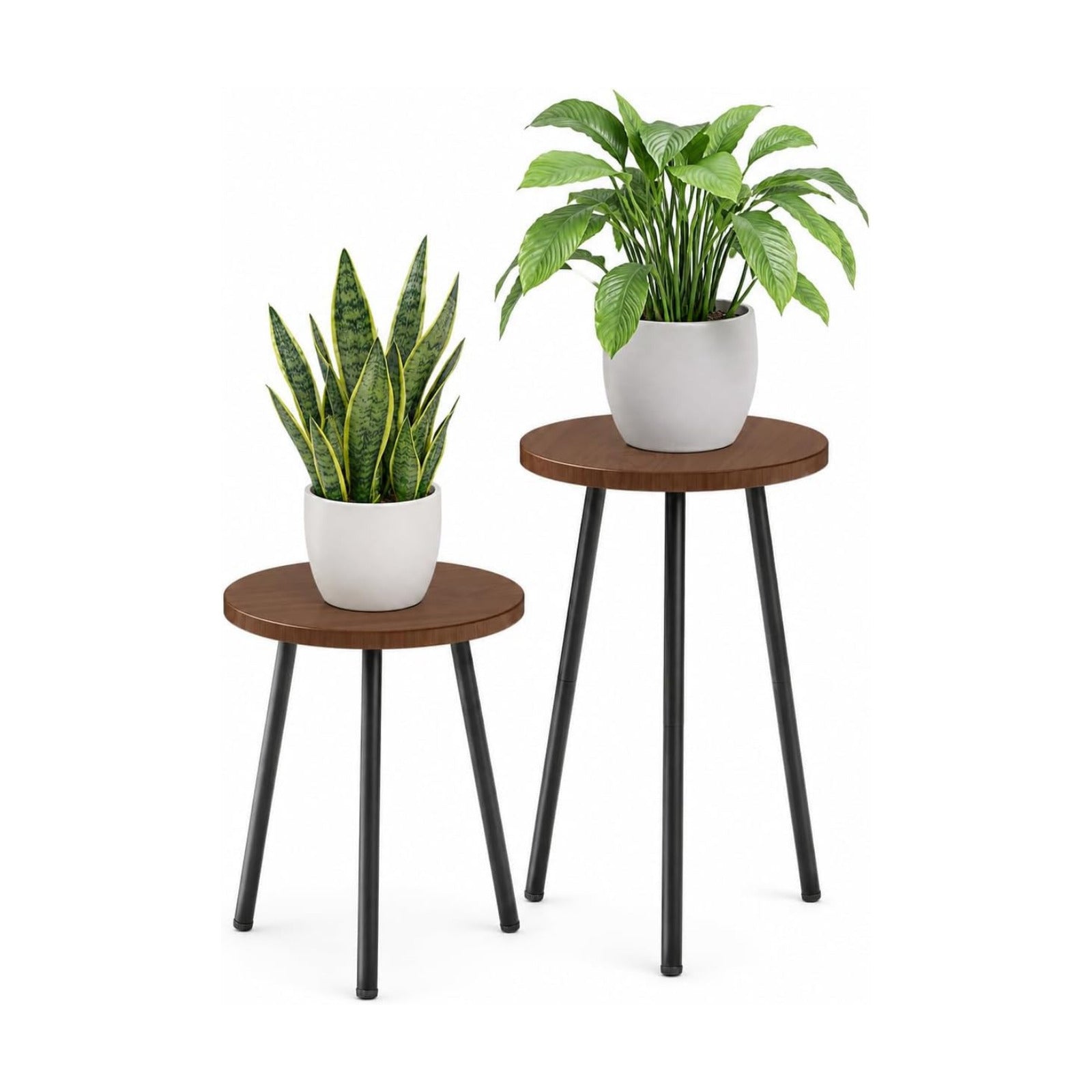 2 Pack Indoor Plant Stand: Round Plant Stand Indoor Small Plant Table | with Metal Legs - Indoor Plant Stands for