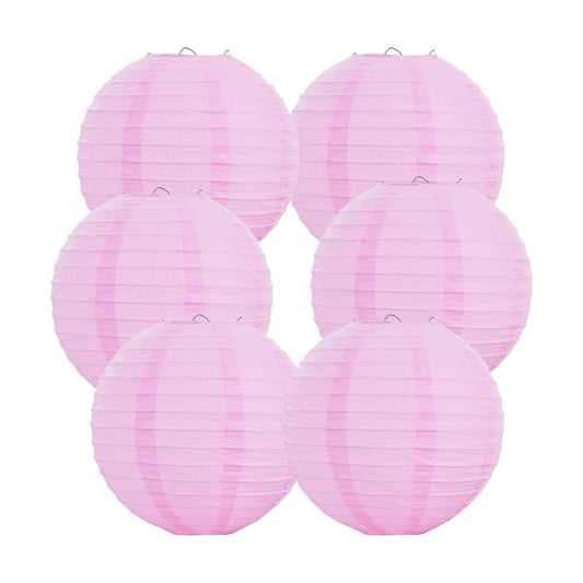 BEISHIDA 12-Inch Round Paper Lanterns Hanging Decorative Chinese Paper Lanterns Lamp for Valentine Birthday Wedding Party Decoration and Baby Bridal Shower（6 Packs） Pink
