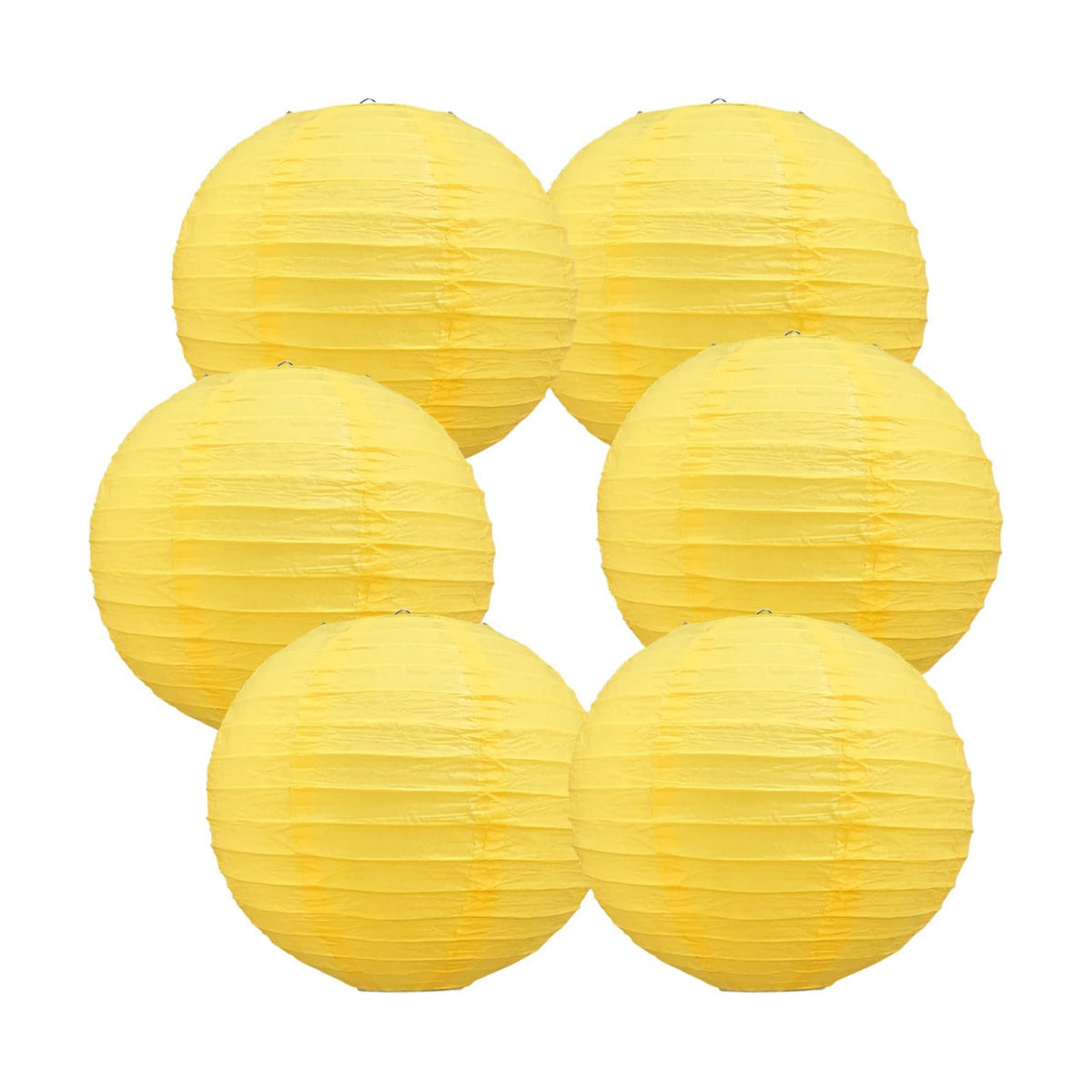 BEISHIDA 12 Inch Yellow Paper Lanterns 6Packs Hanging Round Chinese Lantern