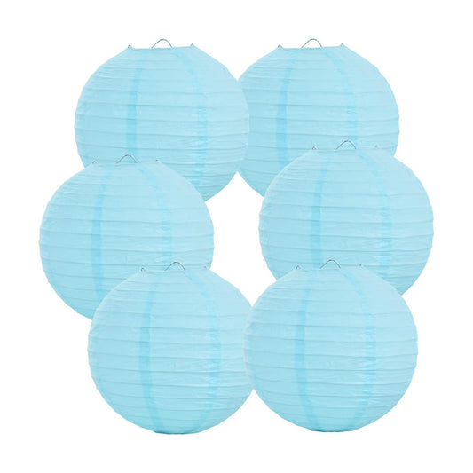 BEISHIDA 8 Inch Blue Paper Lanterns 6 Packs Hanging Round Chinese Lantern
