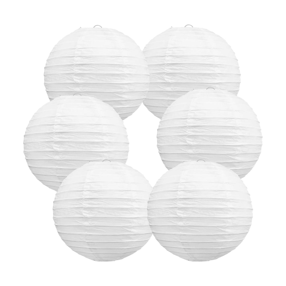 BEISHIDA 10 Inch White Paper Lanterns 6 Packs Hanging Round Chinese Lantern