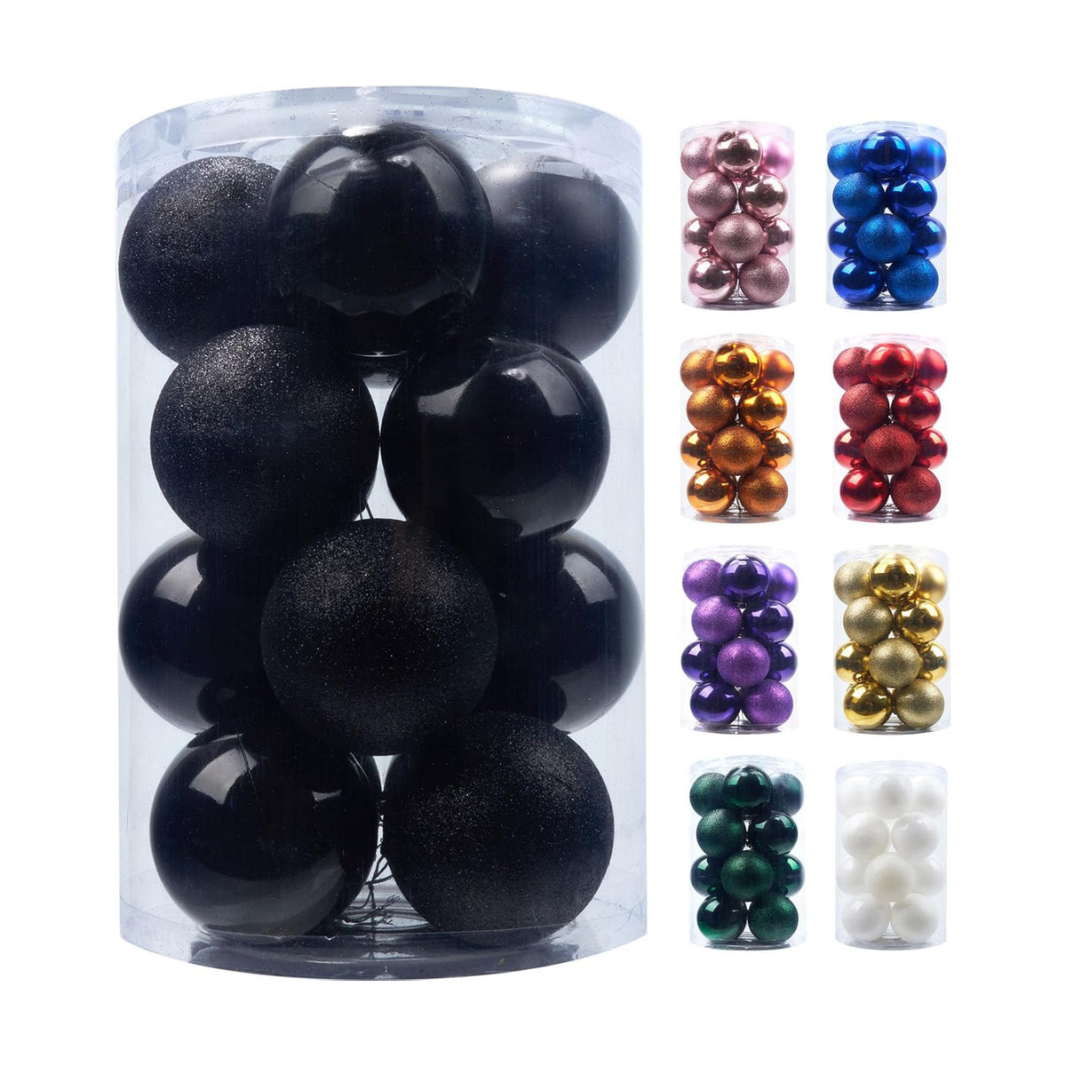 Emopeak 16 Count Black Christmas Balls Ornaments 3.15 Inch
