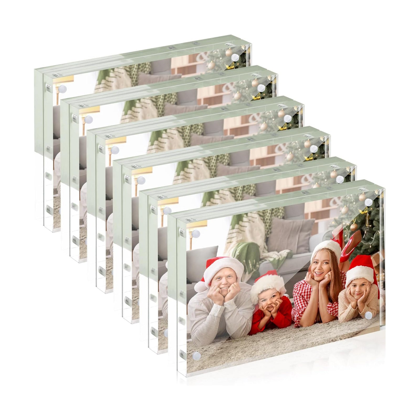 SYNTRIFIC 4x6 Acrylic Frames 6 Pack,10+10mm Thickness Acrylic Picture Frames,Freestanding Double Sided Magnetic Picture
