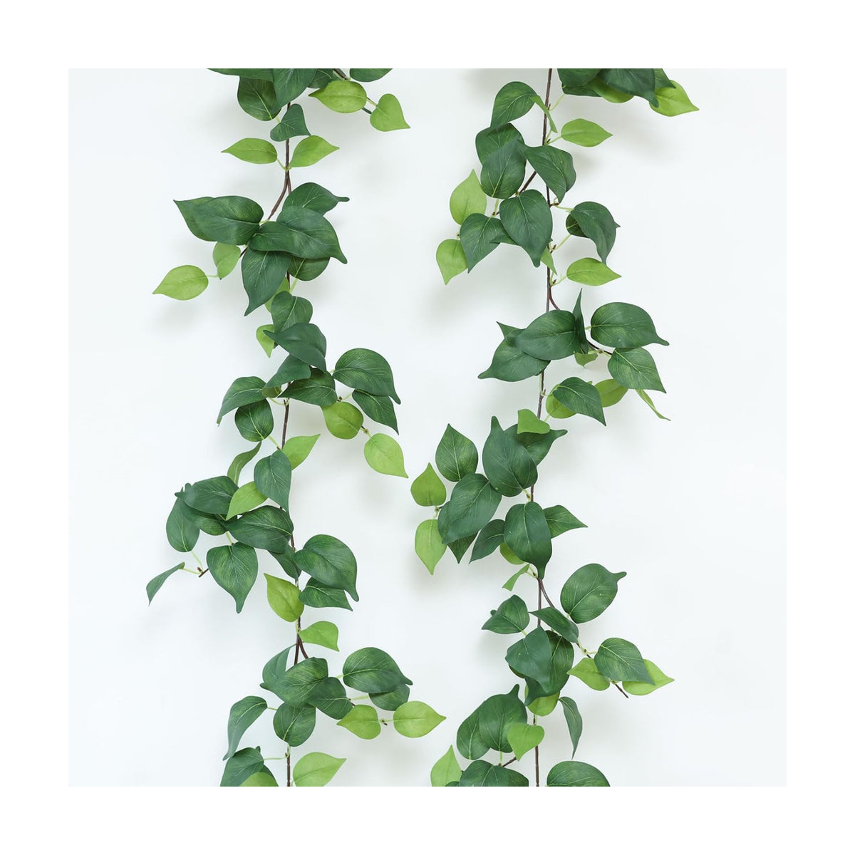 Mizii 2 Strands Artificial Scindaps Vines Garland 73" Fake Vine with Silk Green Leaves Faux Evergreen Hanging Plants Greenery Decoration for Party Wedding Bedroom Home Wall Room Decor (Scindapsus)