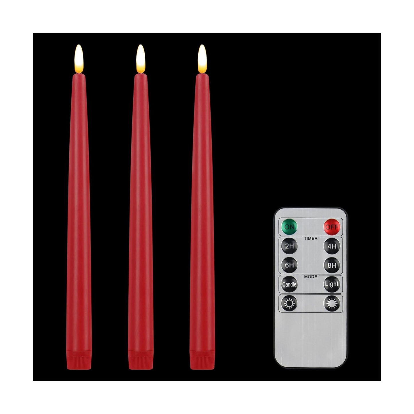 Flameless Taper Candles with 10-Key Remote, Battery Operated Led Flickering 3D Wick Window Candles Real Wax Finished