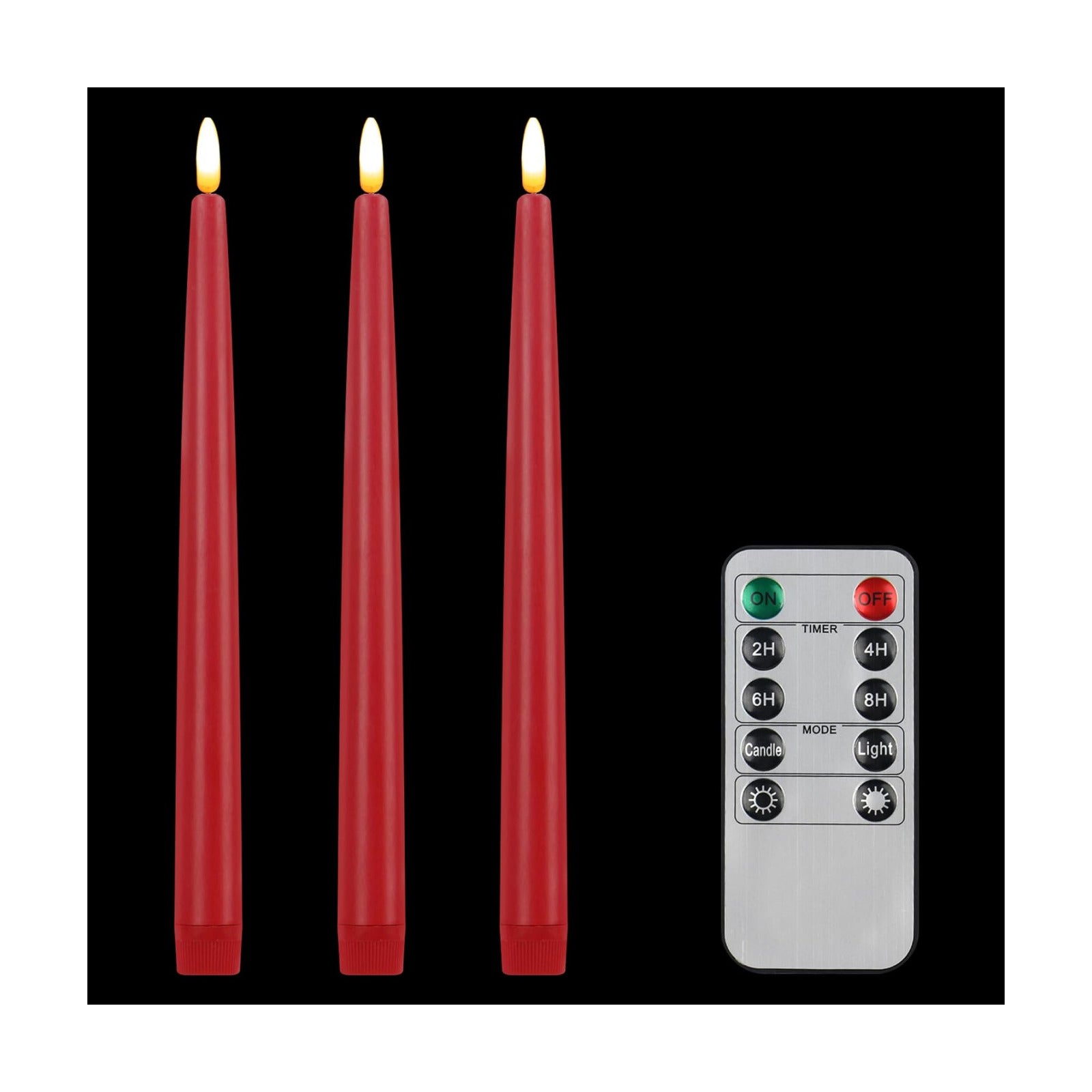 Flameless Taper Candles with 10-Key Remote, Battery Operated Led Flickering 3D Wick Window Candles Real Wax Finished