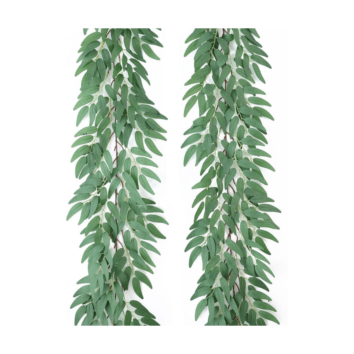 Mizii 2 Strands Artificial Vines Willows Garland 78" Fake Vine Italian Ruscus Silk Green Leaves Faux Hanging Plants Greenery Decoration for Table Centerpieces Home Room Party Wedding Decor (Willows)