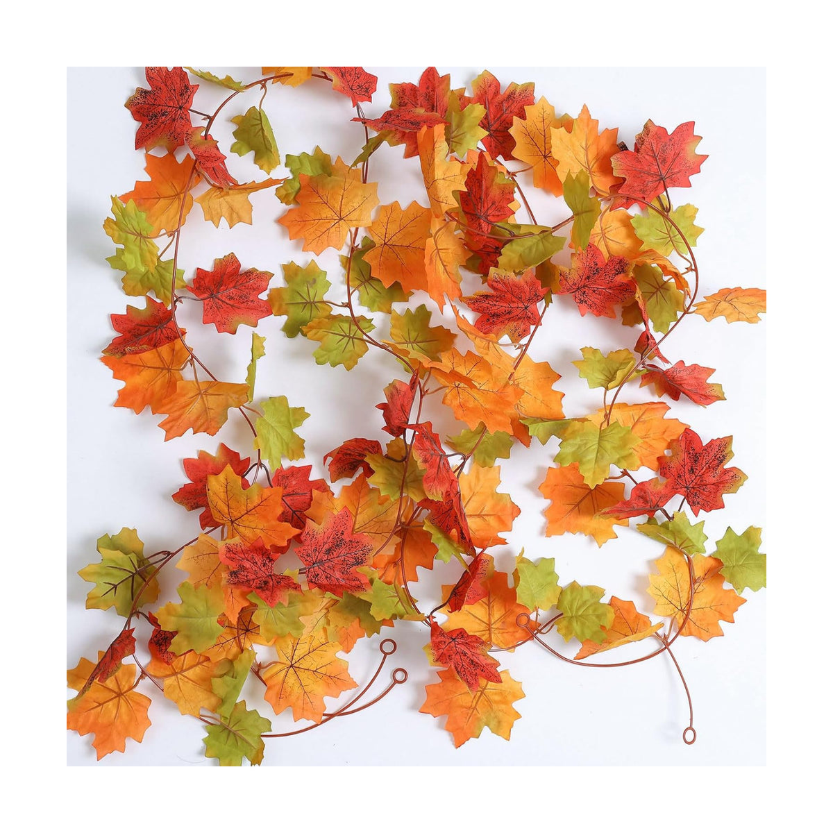 Mizii 2 Strands Artificial Maples Vines Garland 79" Fake Vine Silk Maple Leaves Faux Hanging Fall Garland for Fall Decor Thanksgiving Porch Mantle Fireplace Farmhouse Harvest Decorations (Maple)