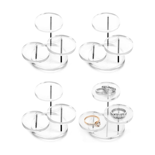 Small Jewelry & Figurine Stand / Clear / 3 Tier / Set of 4
