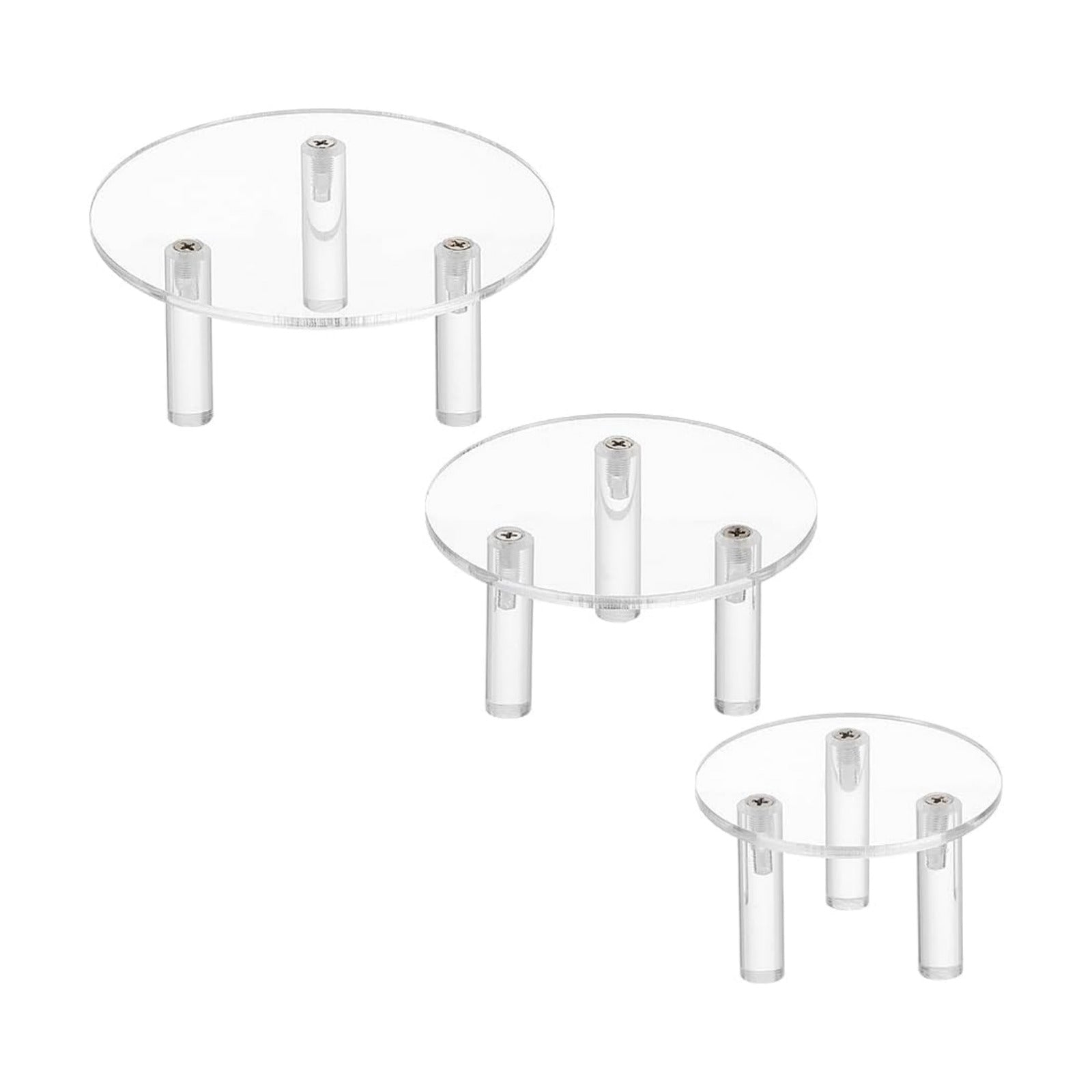 Acrylic Round Display Riser 4.7/3.9/ 3-Legs Minifigure / Style - 5 / Clear / 3.1 Inch / Set of 3