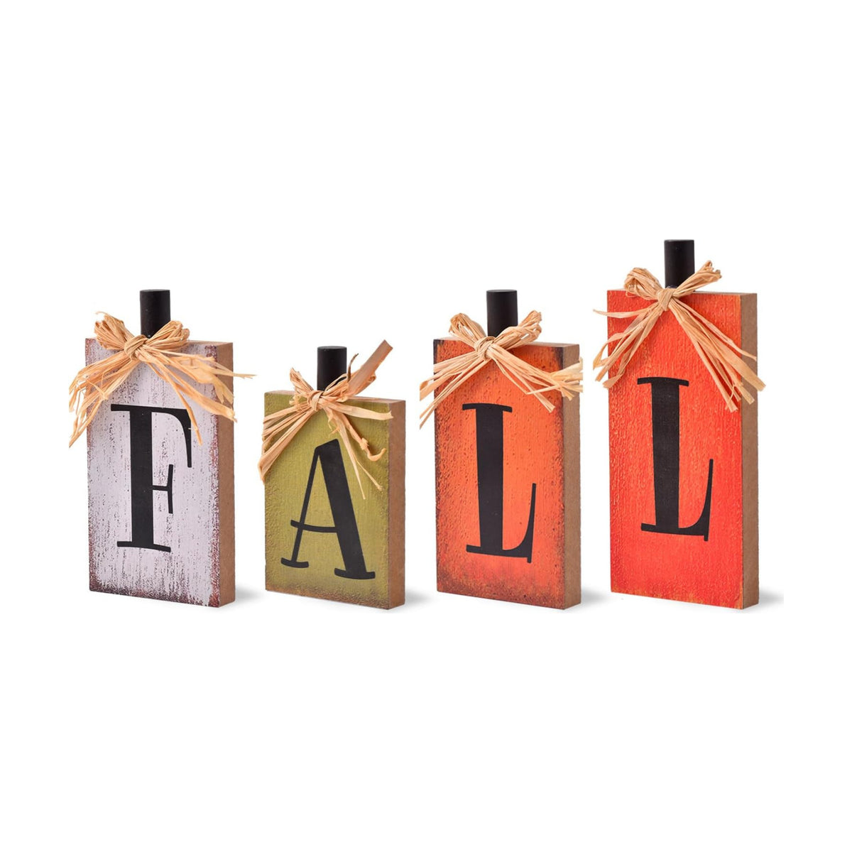 Ovootok Fall Decorations for Home, 4 Pcs Rustic Farmhouse Home Decor Signs, FALL Centerpieces for Tables, Autumn Decor Sign Block Set for Thanksgiving Party Harvest Kitchen Tiered Tray Mantel (4