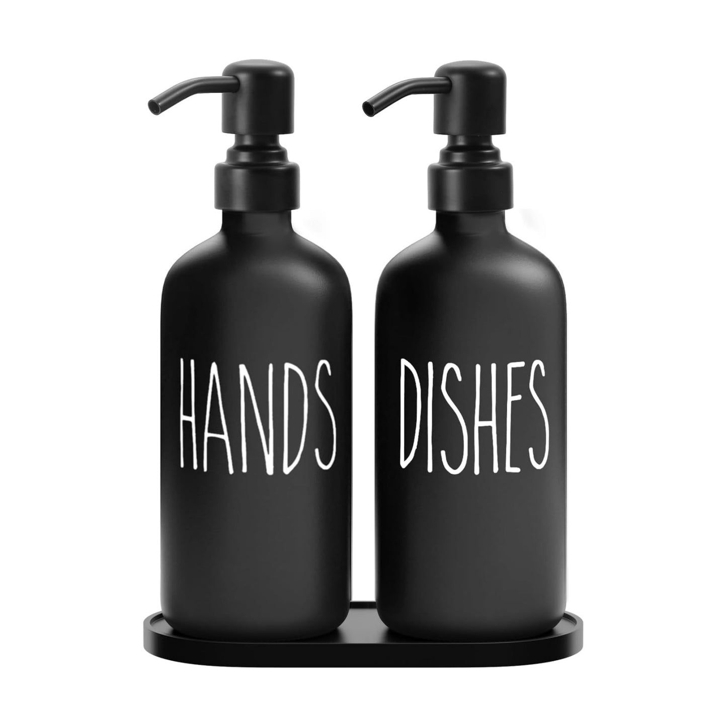 MOMEEMO Black Soap Dispenser Set | Contains Dish and Hand Soap Dispenser, Suitable for Kitchen Decor and Accessories