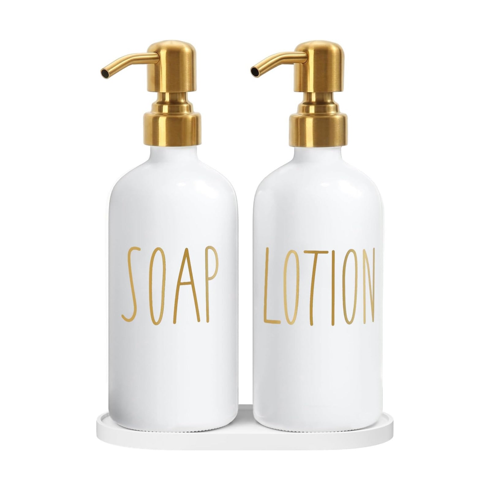 MOMEEMO Bathroom Soap Dispenser Set, White | Contains Lotion and Hand Soap Dispenser, Suitable for Bathroom Decor
