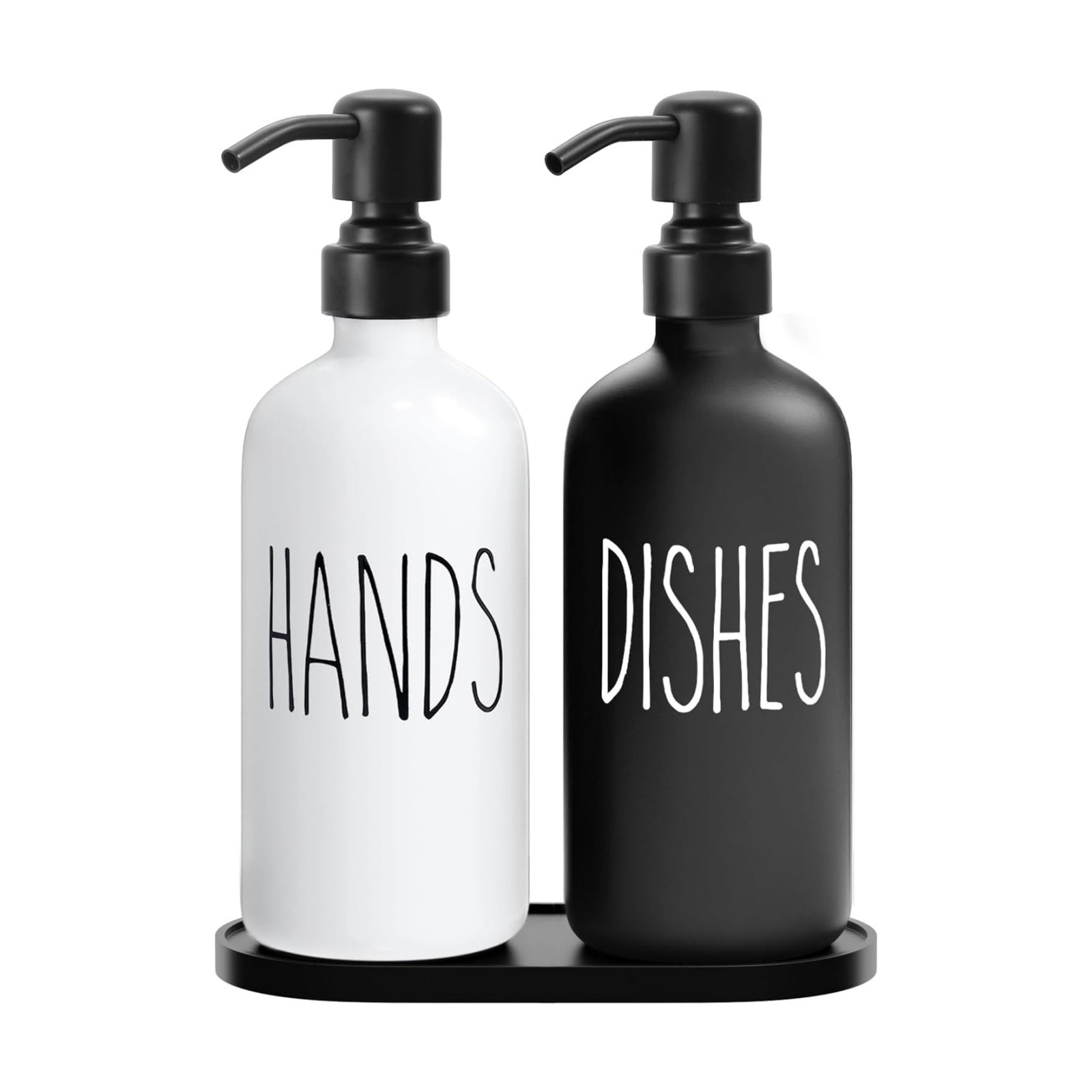 MOMEEMO Kitchen Soap Dispenser Set, Black & White | Contains Dish and Hand Soap Dispenser, Suitable for Farmhouse