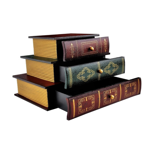 Vintage Decorative Organizer Wooden False Book Storage Box Jewelry Box / Set of 312