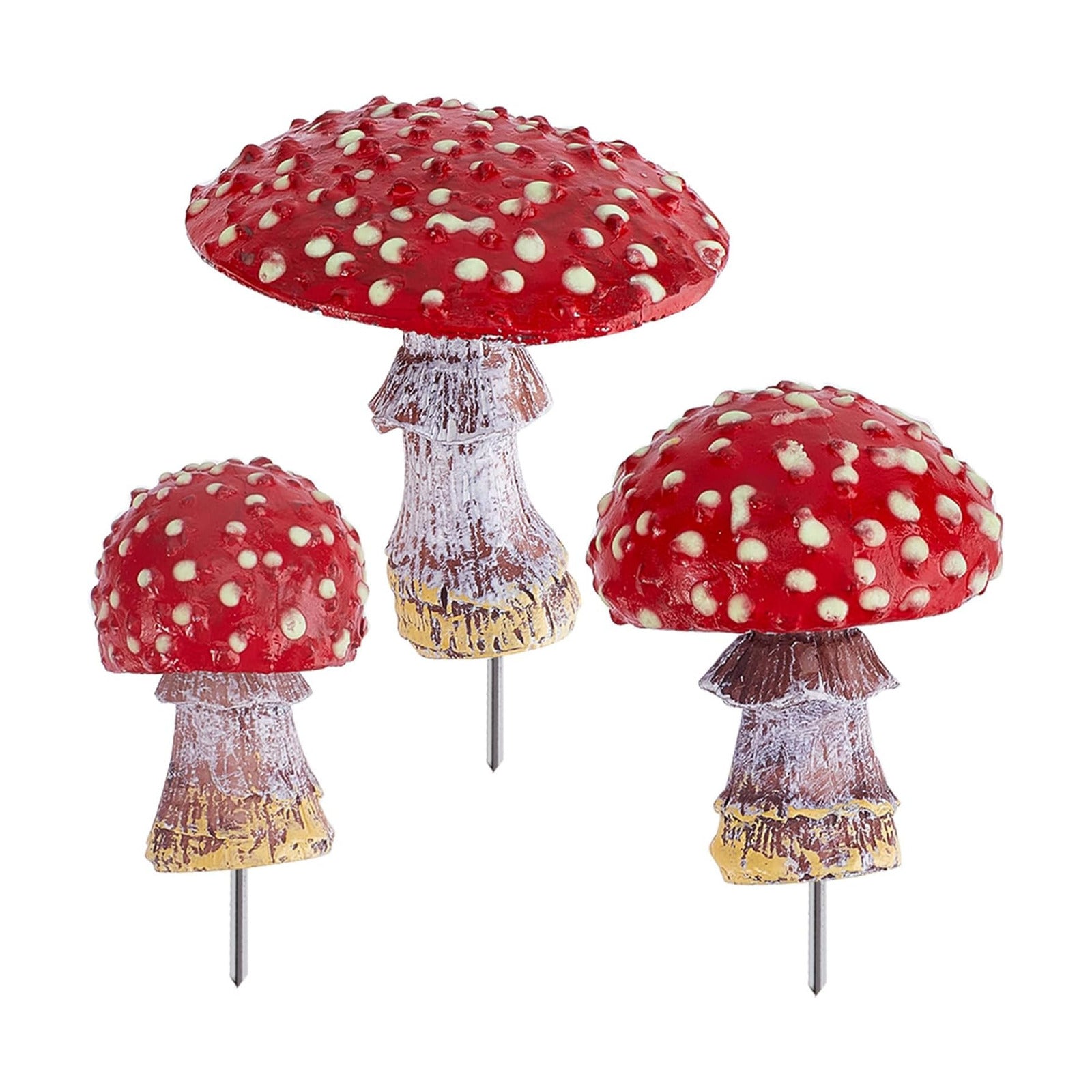 Garden Mushroom Decor Glowing Mushrooms Statue / 53.5 x 25.5 / 37~ ~55mm / Red / Set of 3