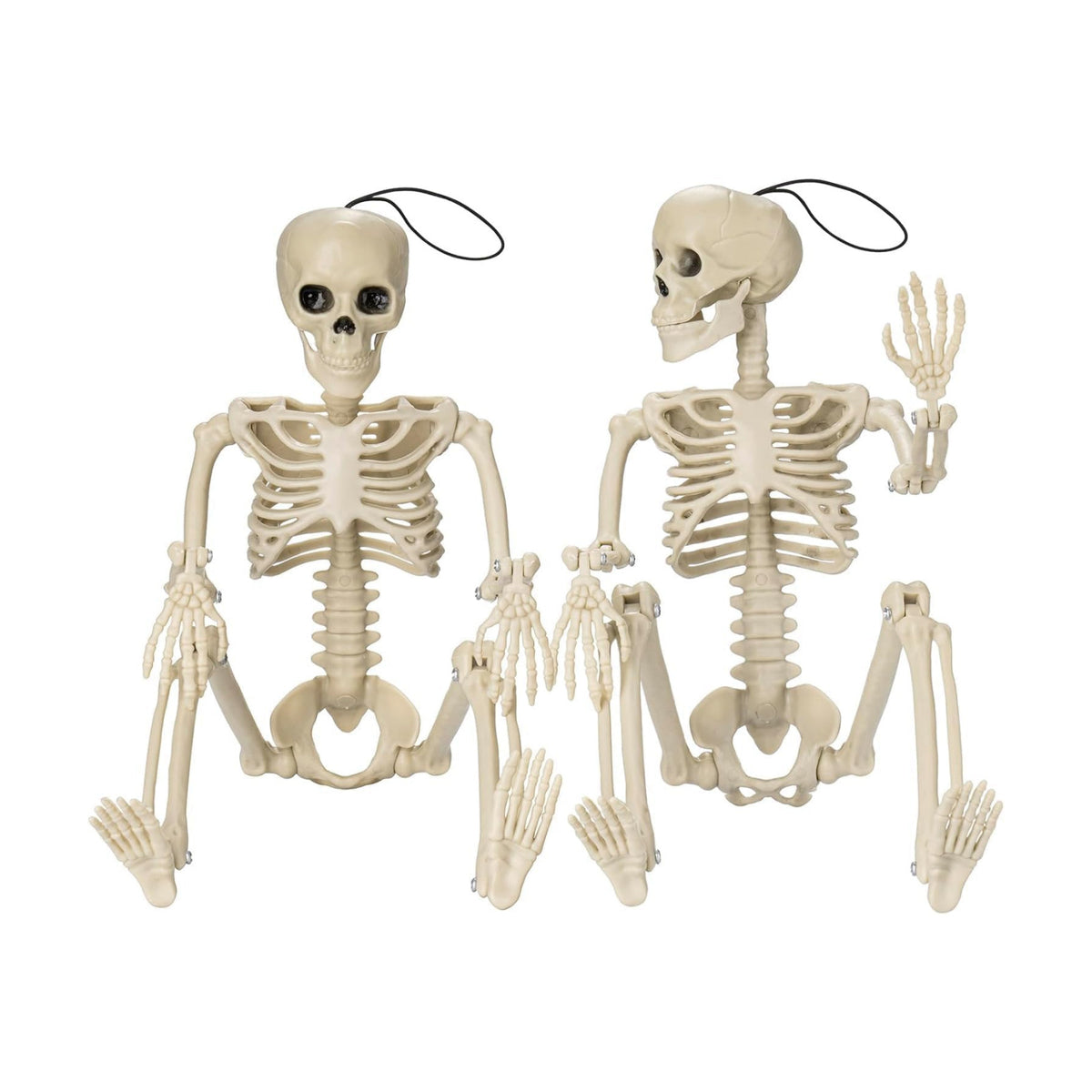 GoClimber 2 Pack Posable Small Halloween Skeleton, 16" Full Body Halloween Skeleton Decor with Movable Joints, Party Indoor Decorations