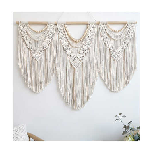 Macrame Wall Hanging Large- Boho Wall Decor- large wall art- Wall Decor Living Room / Wooden Bead