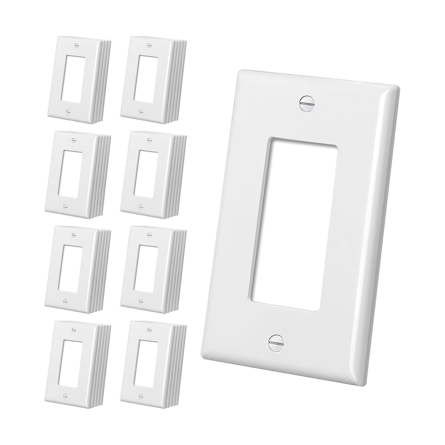 CML Mid-Size Decorator Wall Plates, 40 Pack Electrical Outlet Receptacle Covers, 1-Gang Switch Plates, Midway Size