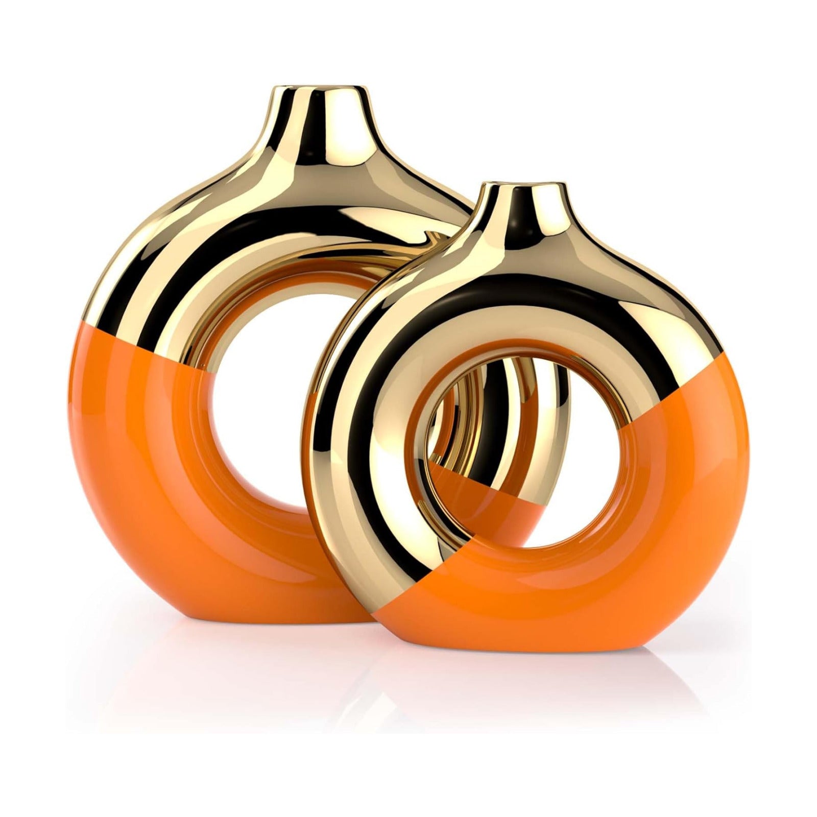 Gold Ceramic Vase / Orange / Set of 2