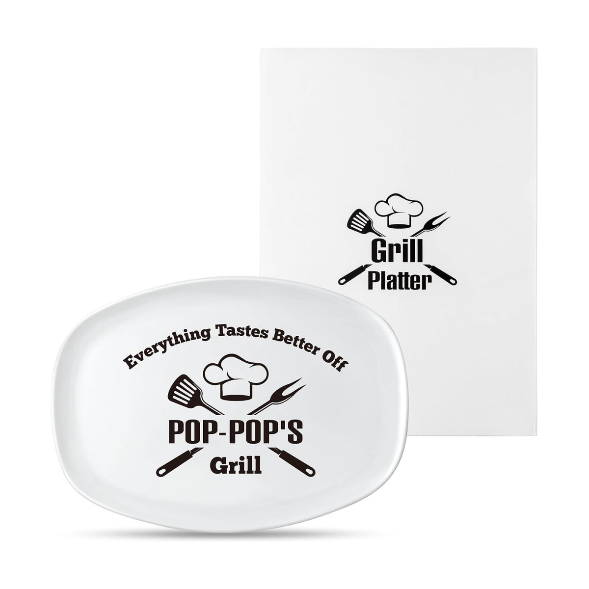 R HORSE Melamine Grill Platter Gift, BBQ White Oval Serving Tray Plate