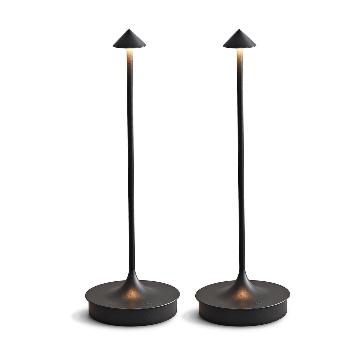 Cordless Table Lamps Rechargeable, Black 2PC | LED Desk Lamp 4000mAh Battery Operated Outdoor Waterproof Portable Touch