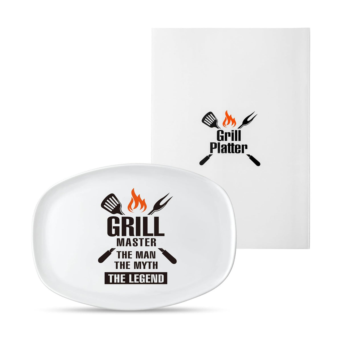 R HORSE Melamine Grill Platter Gift, BBQ White Oval Serving Tray Plate