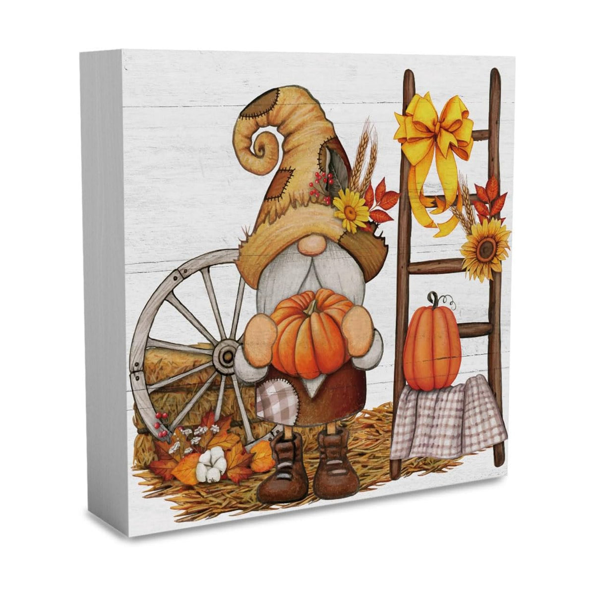 Fall Gnomes Sign Fall Decorations for Home Office Indoor Fall Desk Decor for Bathroom Bedroom Autumn Thansgiving Decor 5 x 5 Inches