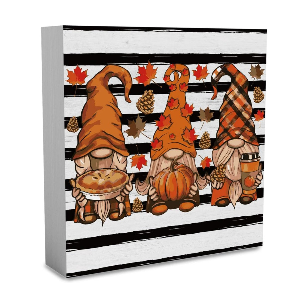 Rustic Fall Gnomes Pumpkin Sign Fall Decorations for Home Office Indoor Fall Desk Decor for Bathroom Bedroom Autumn Thansgiving Decor 5 x 5 Inches