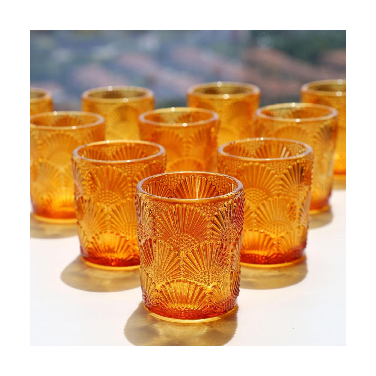Woho 12pcs Amber Votive Candle Holders, Tealight Holder for Thanksgiving