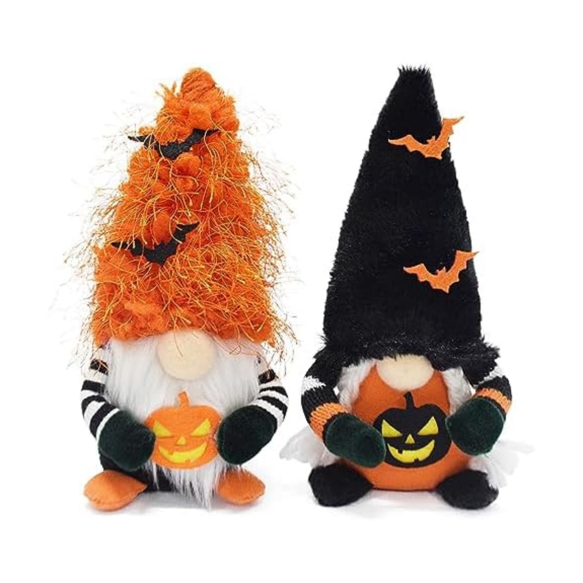 Attiigny Halloween Gnome Decorations,2 PCS Handmade Pumpkin Bat Ornaments Swedish Tomte Nordic Dwarf Nisse Festival Santa Gnome for Halloween Party Home and Office Decor