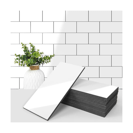 . x . Stick on Subway Tile / Glossy White / 3 x 6