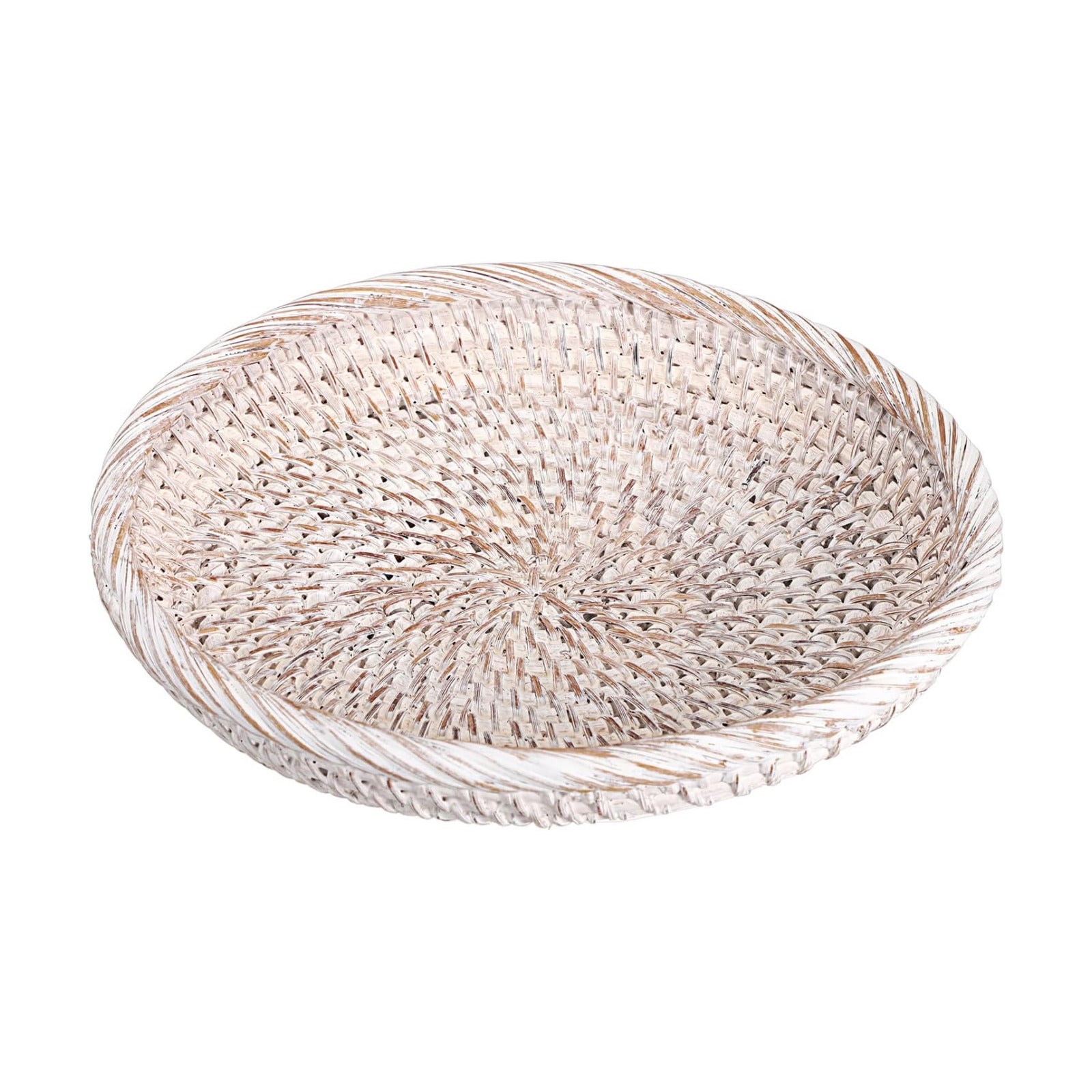 Small Key Basket Bowl for Entryway 7.6" Round Woven Wicker Basket Fruit / Small, 7.6 / Whitewash